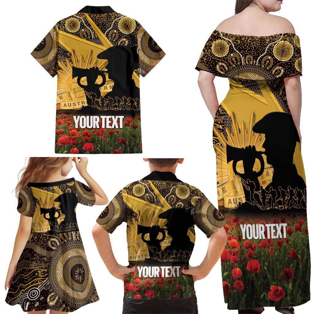 Personalised Australia Matildas ANZAC Day Family Matching Off Shoulder Maxi Dress and Hawaiian Shirt Last Post Poppy Lest We Forget