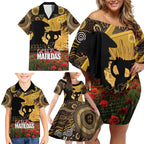 Personalised Australia Matildas ANZAC Day Family Matching Off Shoulder Short Dress and Hawaiian Shirt Last Post Poppy Lest We Forget