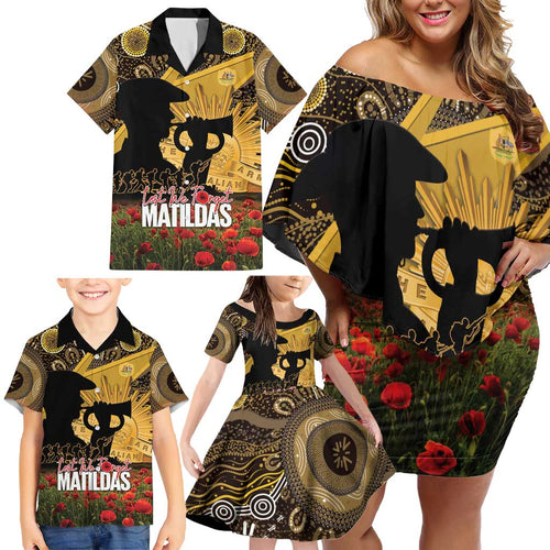 Personalised Australia Matildas ANZAC Day Family Matching Off Shoulder Short Dress and Hawaiian Shirt Last Post Poppy Lest We Forget