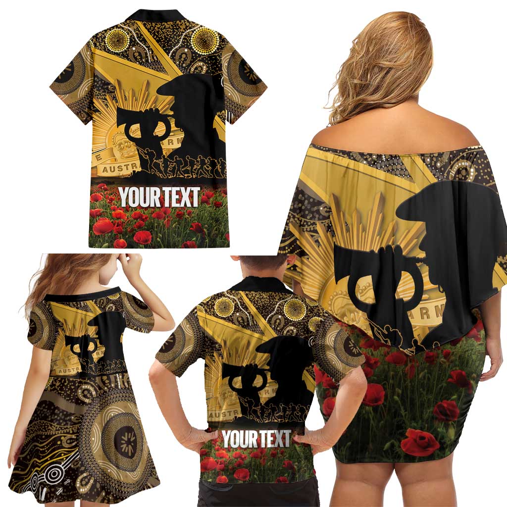 Personalised Australia Matildas ANZAC Day Family Matching Off Shoulder Short Dress and Hawaiian Shirt Last Post Poppy Lest We Forget