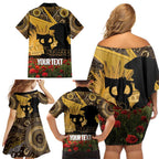 Personalised Australia Matildas ANZAC Day Family Matching Off Shoulder Short Dress and Hawaiian Shirt Last Post Poppy Lest We Forget