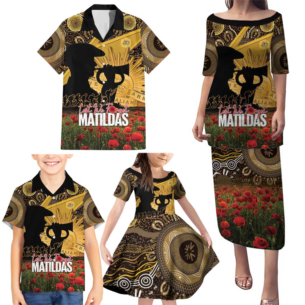 Personalised Australia Matildas ANZAC Day Family Matching Puletasi and Hawaiian Shirt Last Post Poppy Lest We Forget