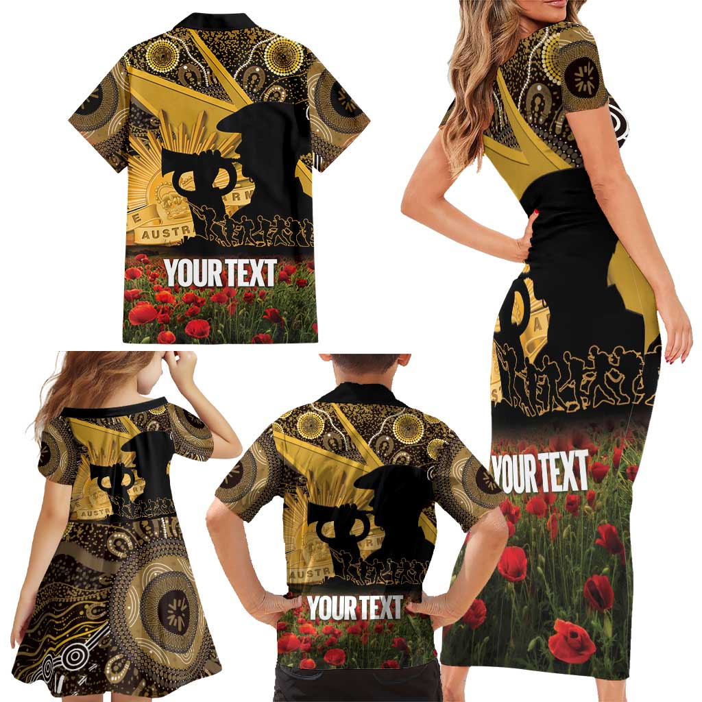 Personalised Australia Matildas ANZAC Day Family Matching Short Sleeve Bodycon Dress and Hawaiian Shirt Last Post Poppy Lest We Forget