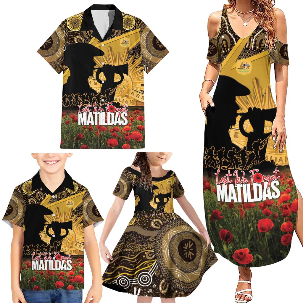 Personalised Australia Matildas ANZAC Day Family Matching Summer Maxi Dress and Hawaiian Shirt Last Post Poppy Lest We Forget
