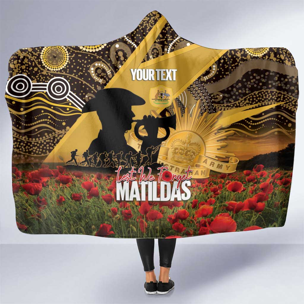 Personalised Australia Matildas ANZAC Day Hooded Blanket Last Post Poppy Lest We Forget