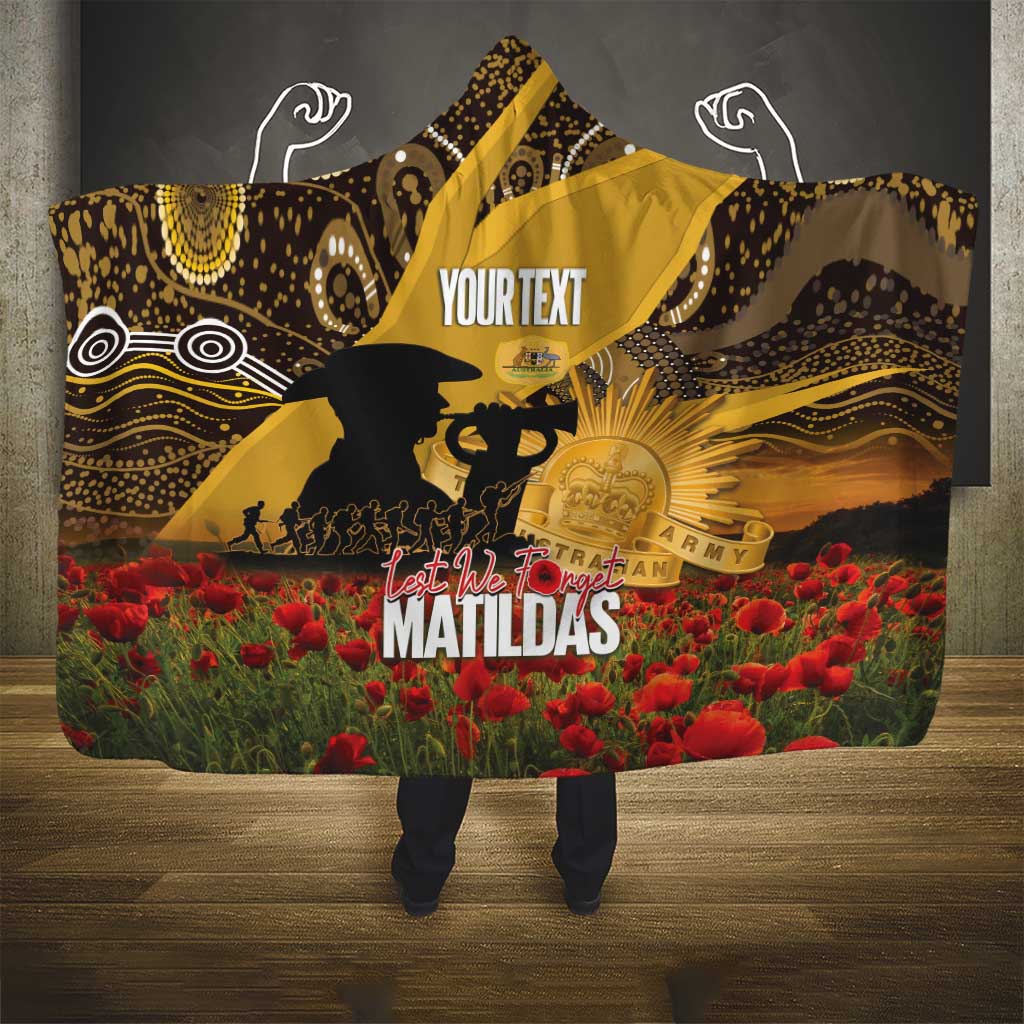 Personalised Australia Matildas ANZAC Day Hooded Blanket Last Post Poppy Lest We Forget