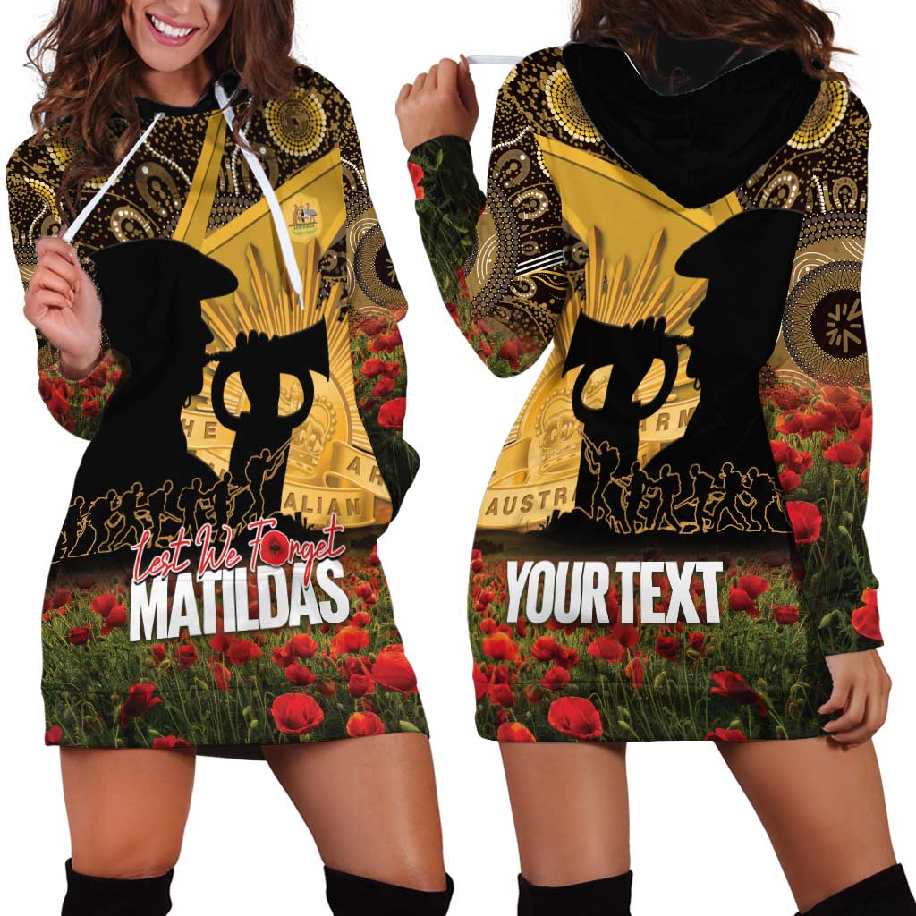 Personalised Australia Matildas ANZAC Day Hoodie Dress Last Post Poppy Lest We Forget