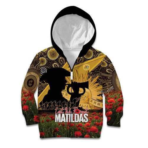 Personalised Australia Matildas ANZAC Day Kid Hoodie Last Post Poppy Lest We Forget
