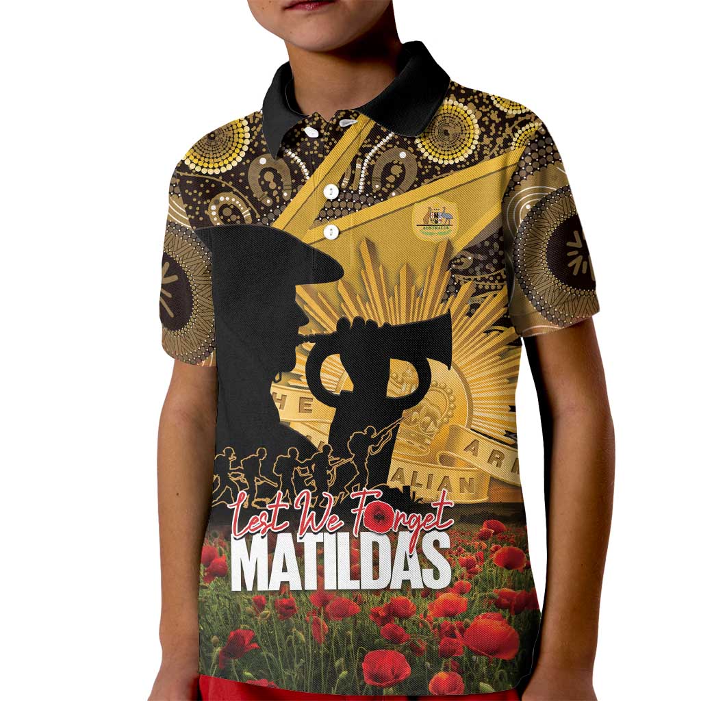 Personalised Australia Matildas ANZAC Day Kid Polo Shirt Last Post Poppy Lest We Forget