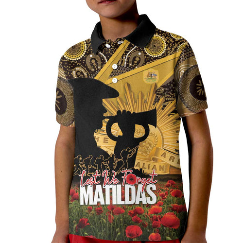 Personalised Australia Matildas ANZAC Day Kid Polo Shirt Last Post Poppy Lest We Forget