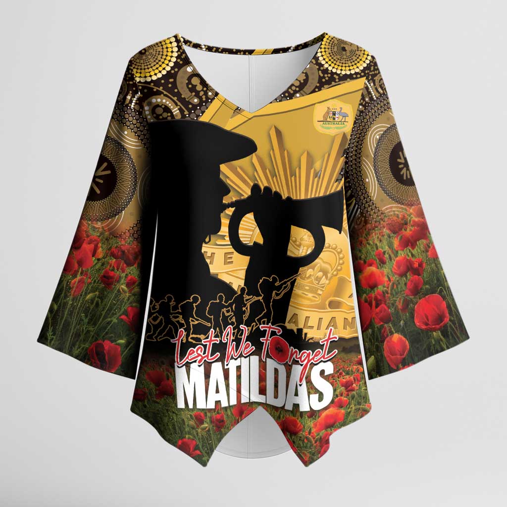 Personalised Australia Matildas ANZAC Day Kimono Sleeve Blouse Last Post Poppy Lest We Forget