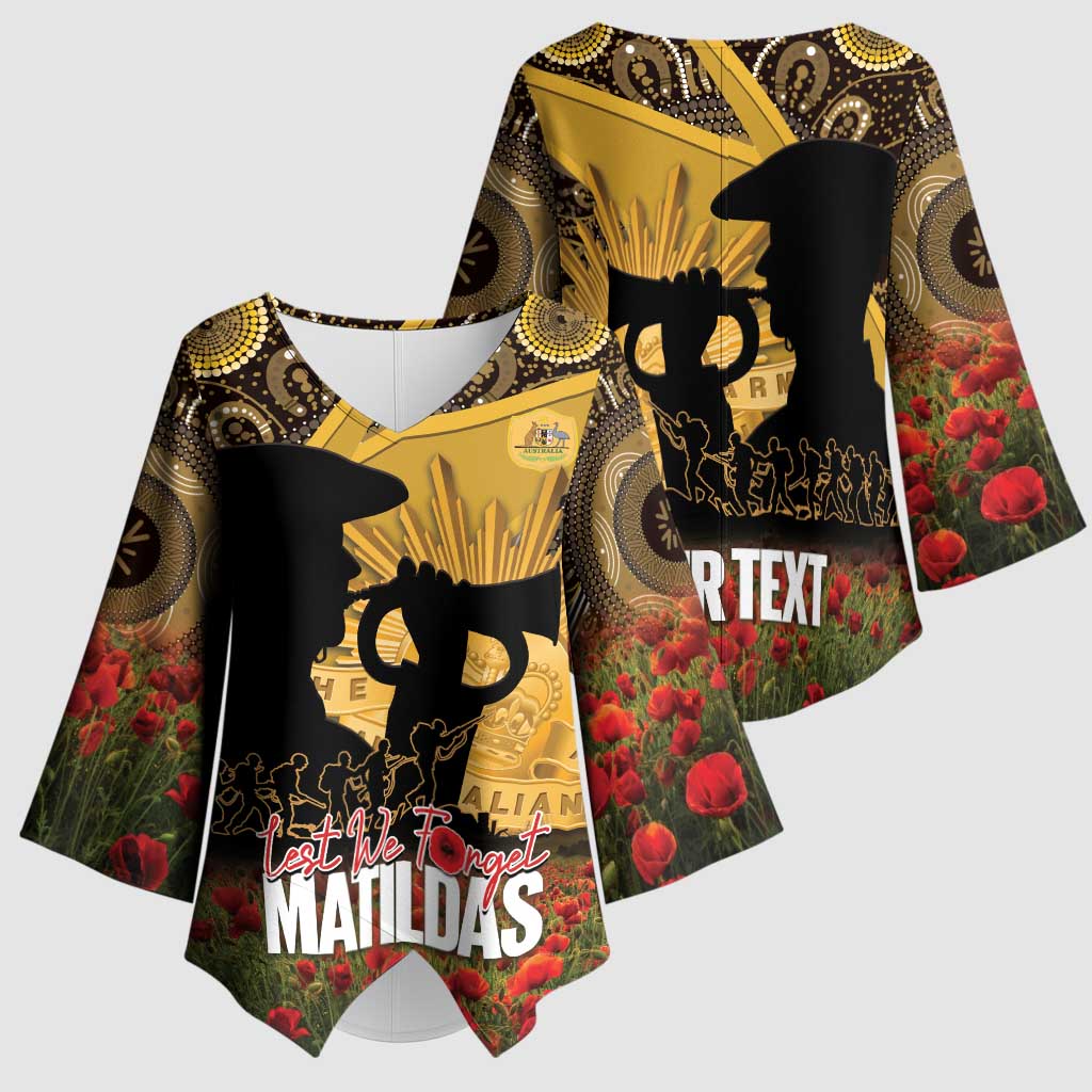 Personalised Australia Matildas ANZAC Day Kimono Sleeve Blouse Last Post Poppy Lest We Forget