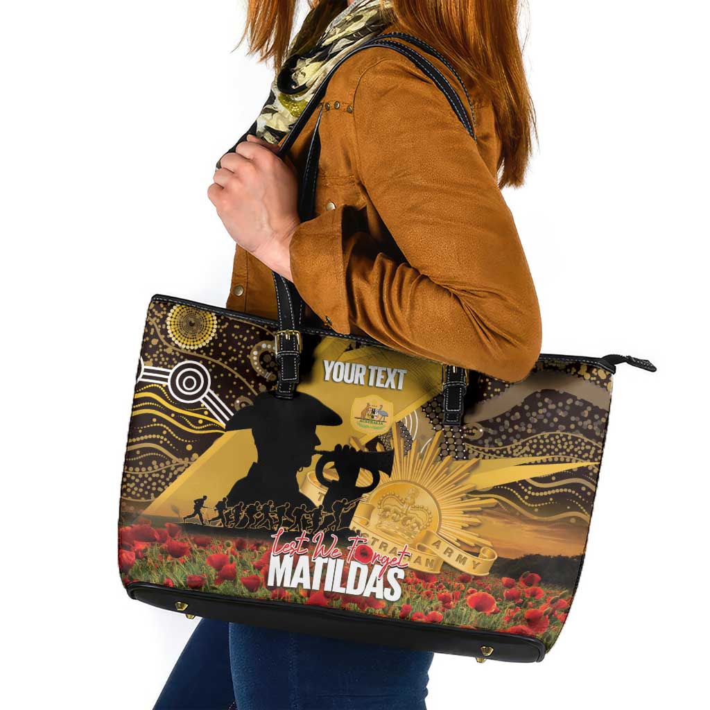 Personalised Australia Matildas ANZAC Day Leather Tote Bag Last Post Poppy Lest We Forget