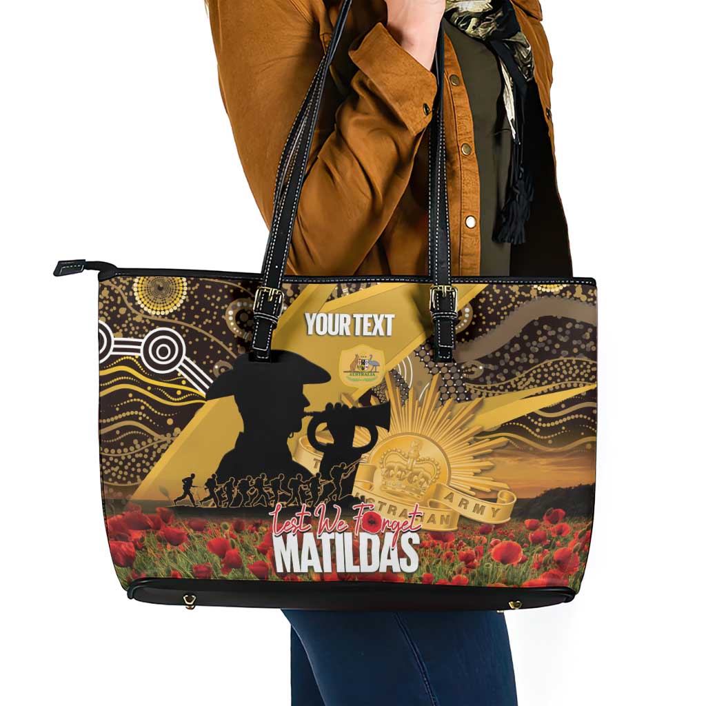 Personalised Australia Matildas ANZAC Day Leather Tote Bag Last Post Poppy Lest We Forget