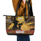 Personalised Australia Matildas ANZAC Day Leather Tote Bag Last Post Poppy Lest We Forget