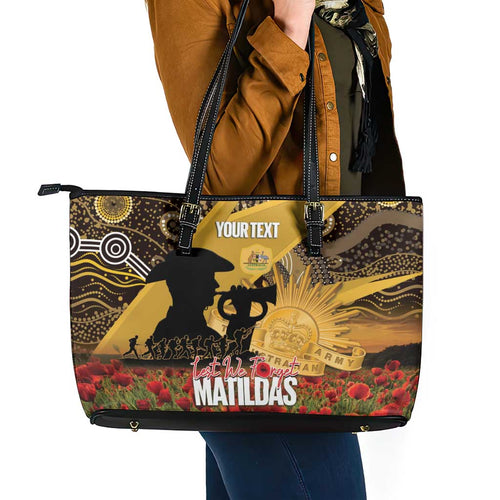 Personalised Australia Matildas ANZAC Day Leather Tote Bag Last Post Poppy Lest We Forget