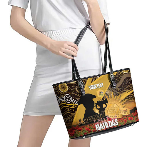 Personalised Australia Matildas ANZAC Day Leather Tote Bag Last Post Poppy Lest We Forget