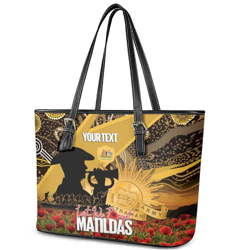 Personalised Australia Matildas ANZAC Day Leather Tote Bag Last Post Poppy Lest We Forget