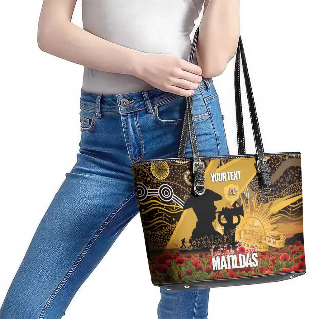 Personalised Australia Matildas ANZAC Day Leather Tote Bag Last Post Poppy Lest We Forget
