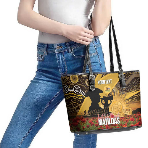 Personalised Australia Matildas ANZAC Day Leather Tote Bag Last Post Poppy Lest We Forget
