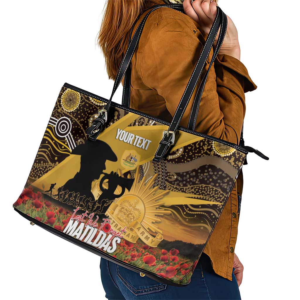 Personalised Australia Matildas ANZAC Day Leather Tote Bag Last Post Poppy Lest We Forget