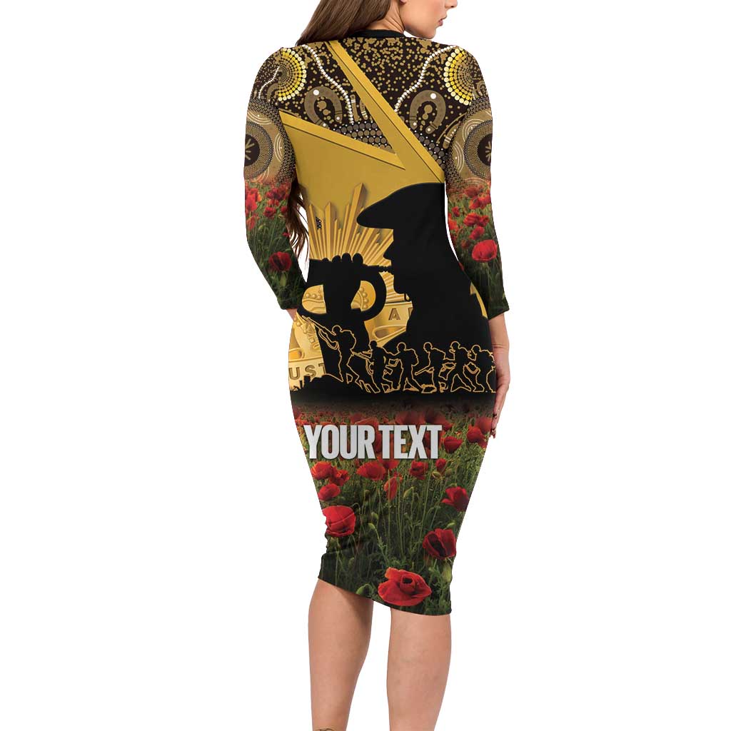 Personalised Australia Matildas ANZAC Day Long Sleeve Bodycon Dress Last Post Poppy Lest We Forget