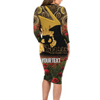 Personalised Australia Matildas ANZAC Day Long Sleeve Bodycon Dress Last Post Poppy Lest We Forget