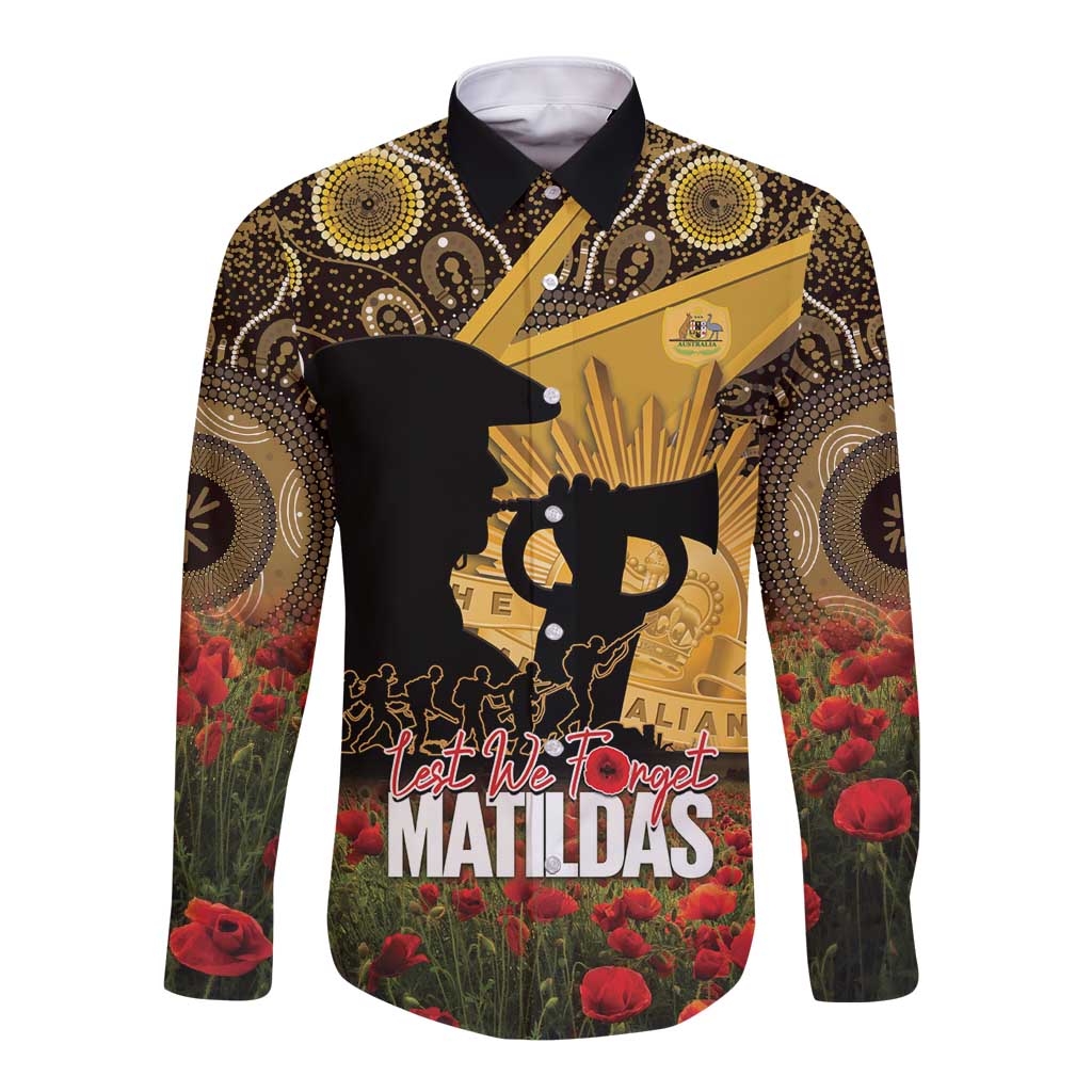 Personalised Australia Matildas ANZAC Day Long Sleeve Button Shirt Last Post Poppy Lest We Forget