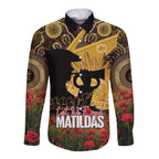 Personalised Australia Matildas ANZAC Day Long Sleeve Button Shirt Last Post Poppy Lest We Forget