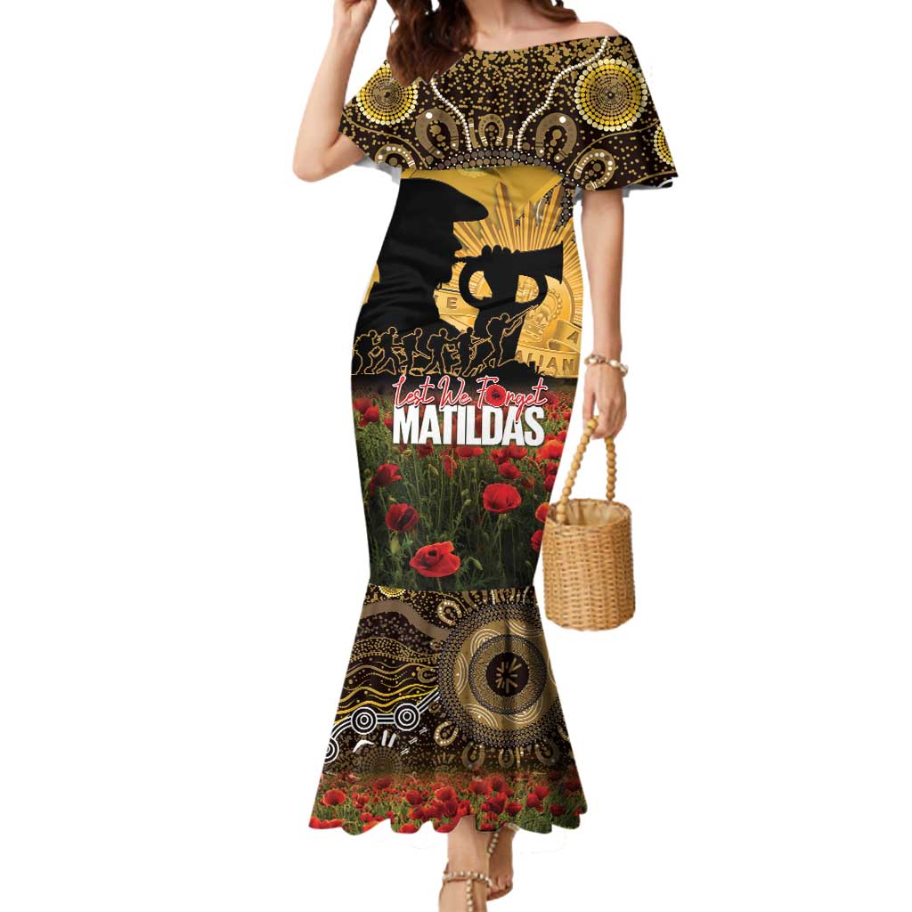 Personalised Australia Matildas ANZAC Day Mermaid Dress Last Post Poppy Lest We Forget