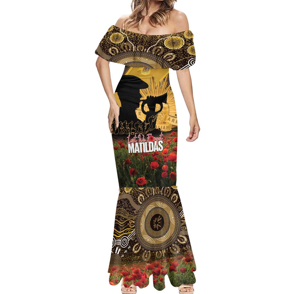 Personalised Australia Matildas ANZAC Day Mermaid Dress Last Post Poppy Lest We Forget