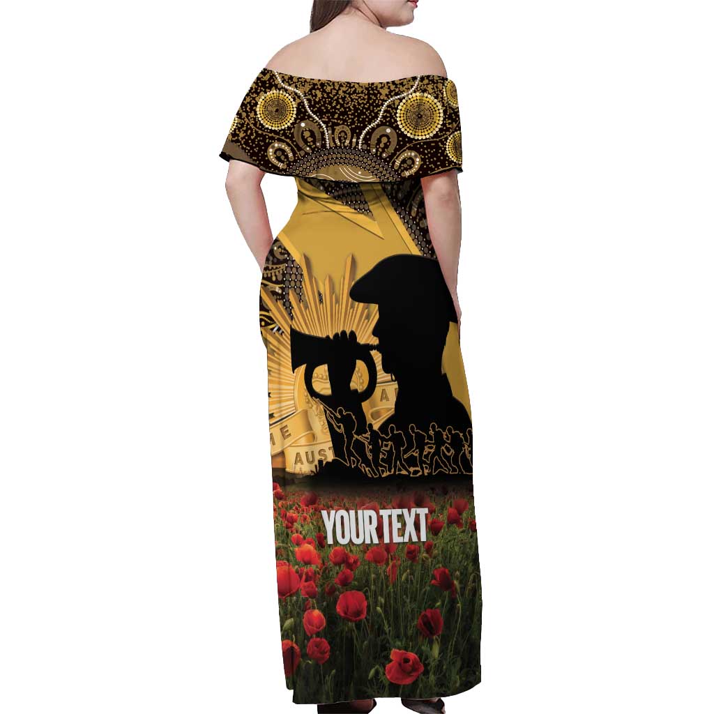 Personalised Australia Matildas ANZAC Day Off Shoulder Maxi Dress Last Post Poppy Lest We Forget