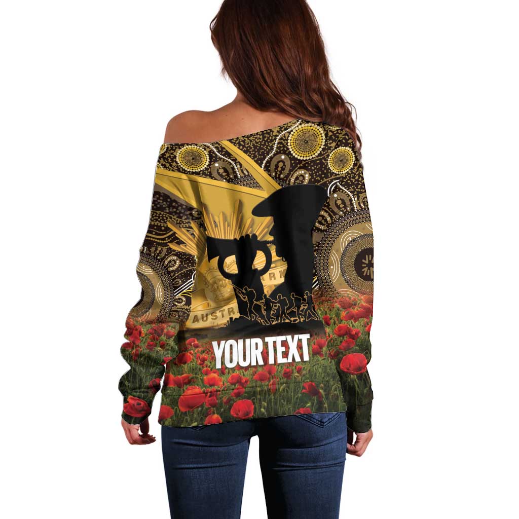 Personalised Australia Matildas ANZAC Day Off Shoulder Sweater Last Post Poppy Lest We Forget