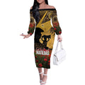 Personalised Australia Matildas ANZAC Day Off The Shoulder Long Sleeve Dress Last Post Poppy Lest We Forget