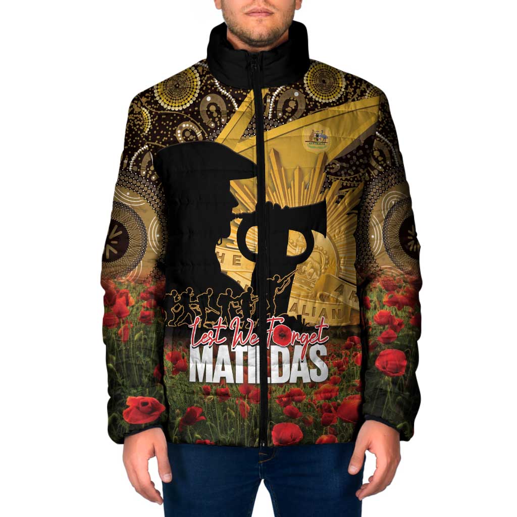 Personalised Australia Matildas ANZAC Day Padded Jacket Last Post Poppy Lest We Forget
