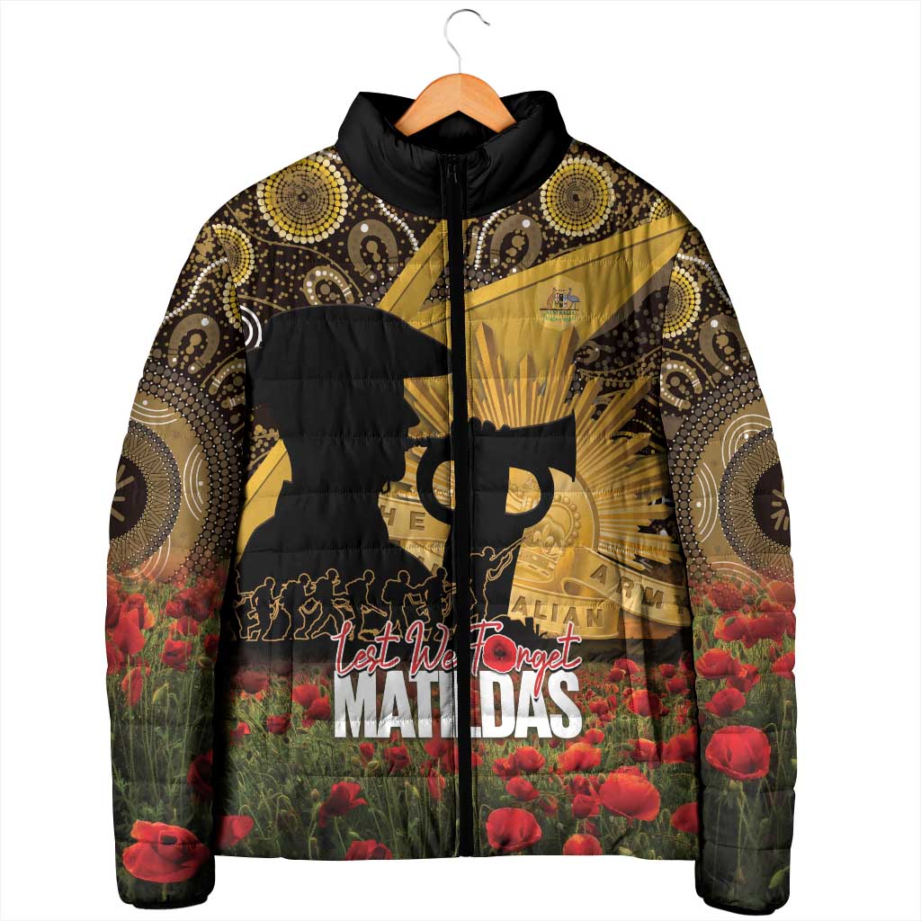 Personalised Australia Matildas ANZAC Day Padded Jacket Last Post Poppy Lest We Forget