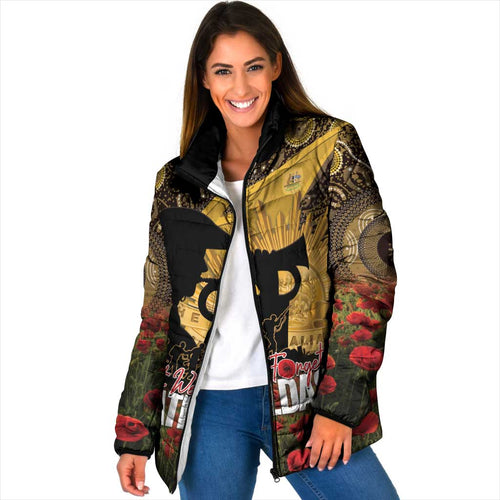 Personalised Australia Matildas ANZAC Day Padded Jacket Last Post Poppy Lest We Forget