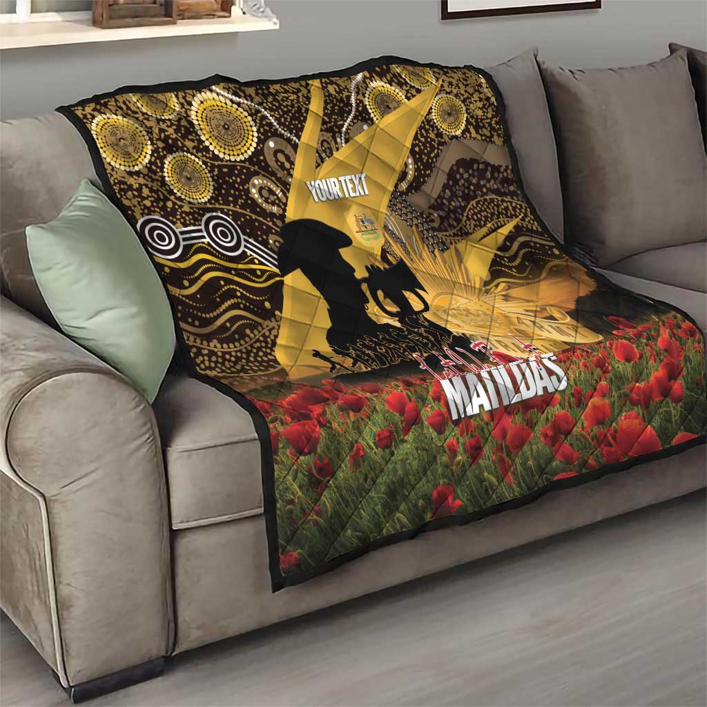 Personalised Australia Matildas ANZAC Day Quilt Last Post Poppy Lest We Forget