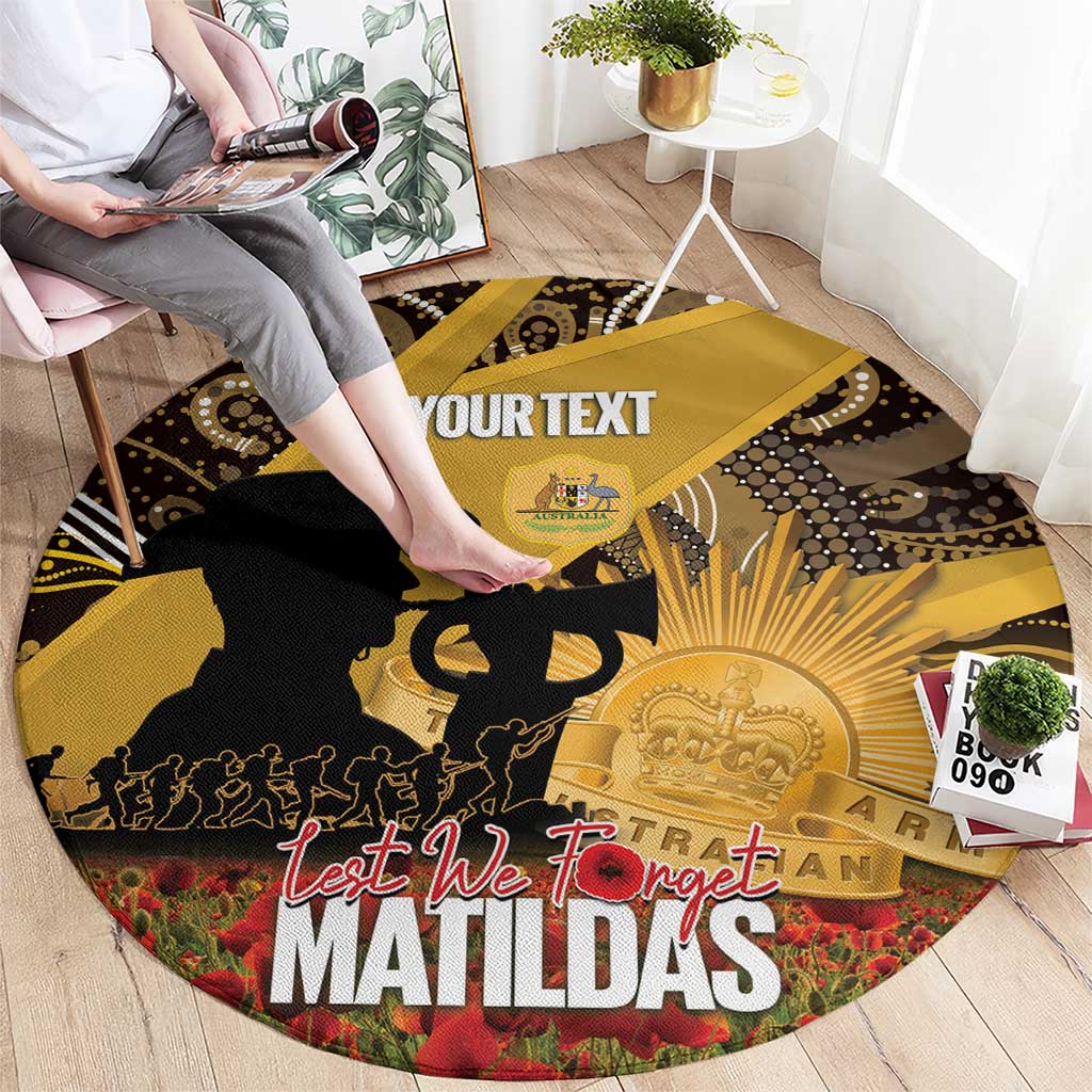 Personalised Australia Matildas ANZAC Day Round Carpet Last Post Poppy Lest We Forget