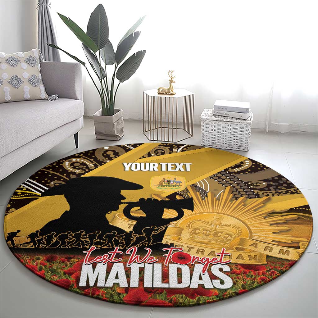 Personalised Australia Matildas ANZAC Day Round Carpet Last Post Poppy Lest We Forget