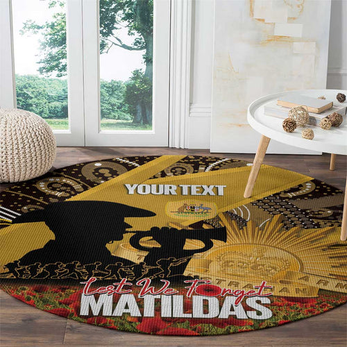 Personalised Australia Matildas ANZAC Day Round Carpet Last Post Poppy Lest We Forget