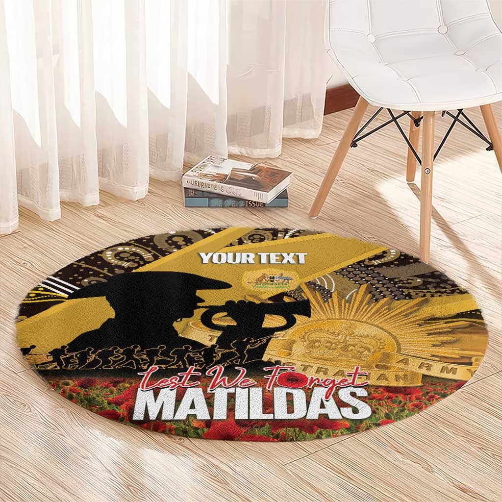Personalised Australia Matildas ANZAC Day Round Carpet Last Post Poppy Lest We Forget