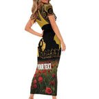Personalised Australia Matildas ANZAC Day Short Sleeve Bodycon Dress Last Post Poppy Lest We Forget