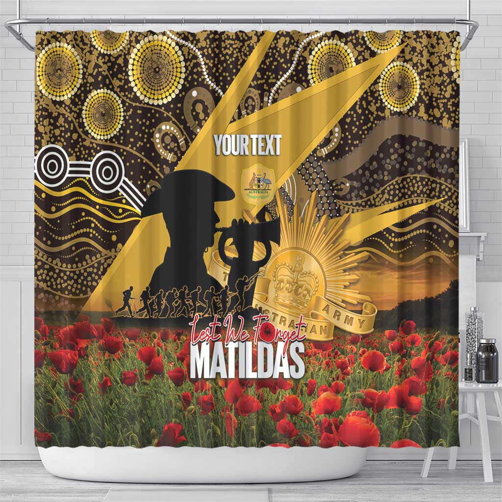 Personalised Australia Matildas ANZAC Day Shower Curtain Last Post Poppy Lest We Forget