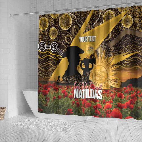 Personalised Australia Matildas ANZAC Day Shower Curtain Last Post Poppy Lest We Forget