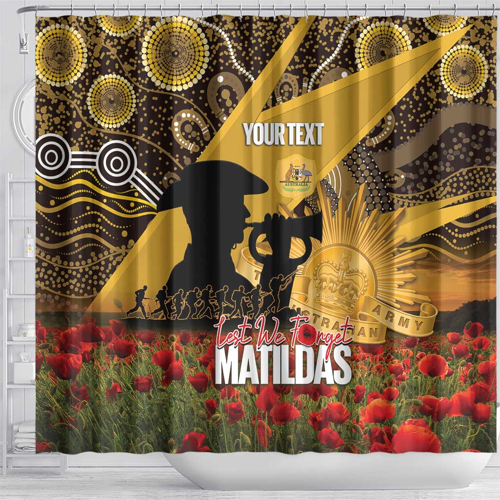 Personalised Australia Matildas ANZAC Day Shower Curtain Last Post Poppy Lest We Forget