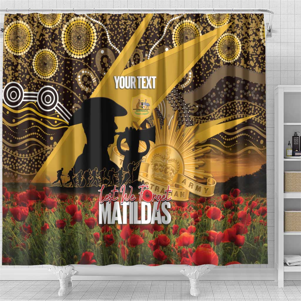 Personalised Australia Matildas ANZAC Day Shower Curtain Last Post Poppy Lest We Forget