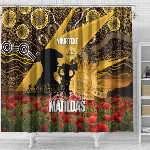 Personalised Australia Matildas ANZAC Day Shower Curtain Last Post Poppy Lest We Forget