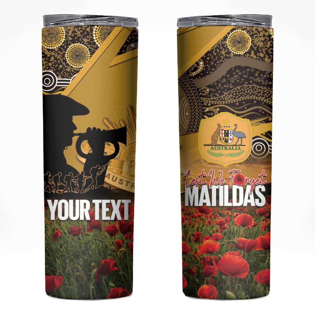 Personalised Australia Matildas ANZAC Day Skinny Tumbler Last Post Poppy Lest We Forget