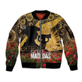 Personalised Australia Matildas ANZAC Day Sleeve Zip Bomber Jacket Last Post Poppy Lest We Forget